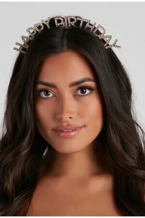 Kristal Gümüş Taşlı Happy Birthday Doğum Günü Tacı - Samur