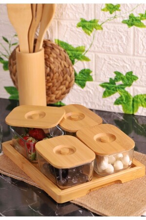 Krosna – 9-teiliger Frühstücks-Aufbewahrungsbehälter aus Glas Plus B4845 - Bambum