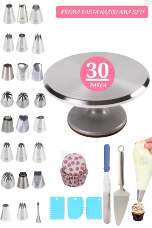 Kuchenzubereitungsset 30-teilig, Sahnehalter, Sahnebeutel, Ständer, Messer, Spatel, Kapsel, Pflaster 003. JTS220 - Jet's Home