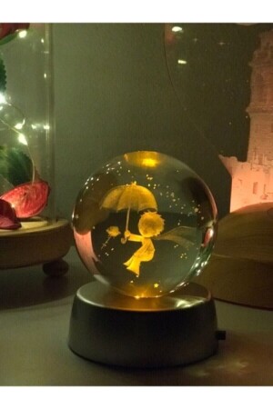 Küçük Prens Işıklı Kristal Cam Küre - Bukalemungift