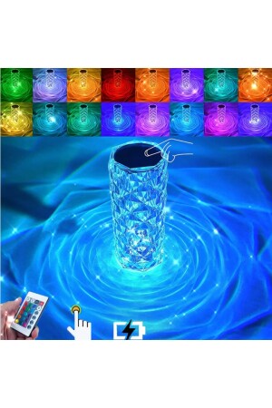 Kumandalı 16 Renkli Dokunmatik Kristal Led Masa Lambası Şarjlı Rgb Atmosfer Işığı kristallamba - 1