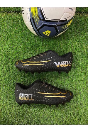 KÜNSTLICHE FUSSBALLSCHUHE MIT KLEIDUNGSLÖCHERN FÜR JUNGEN SCHWARZES GOLD - Yusufshoes