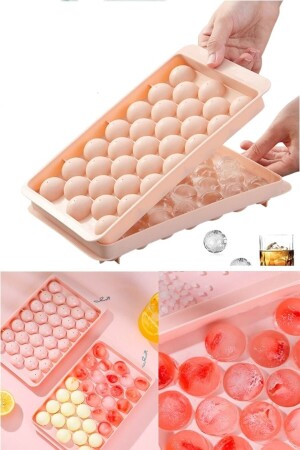 Küre Buz Kalıbı Kapaklı 33 Hazneli Yuvarlak Buz Kalıbı Kokteyl Sunum Buz Kalıbı - Kitchen Beauty