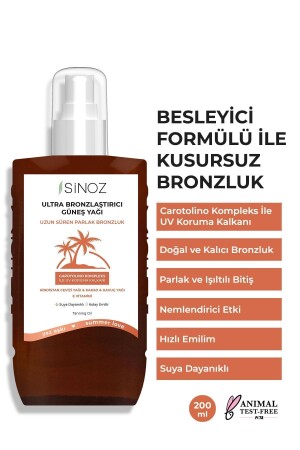 Kusursuz Bronzlaştırıcı Güneş Yağı Spreyi 200 ml Hindistan Cevizi Kakao Havuç Yağı Içeren - Sinoz