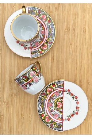 Kütahya Iki Desenli, Çift Desen Rosa Serisi 2 Kişilik Porselen Kahve Fincan Takımı Seti 12345670 - 2