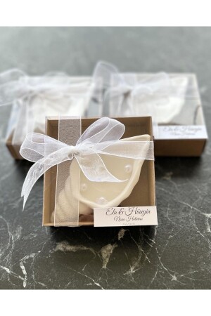 Kutulu Istiridye Mum Nişan Hediyeliği 12 Adet - Durudesignn