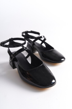 Lackleder-Schuhe mit offenem Rücken, quadratischer Zehenpartie und kurzem Absatz, täglich bequem, kirschrote Ballerina-Damenschuhe mit Absatz - Oyyo