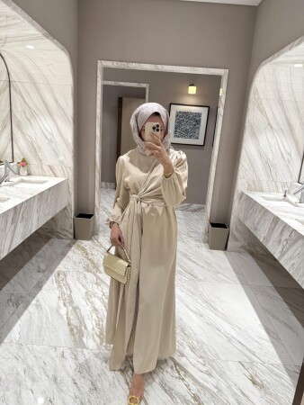 Lady Uzun Elbise - Bej - Duendeca