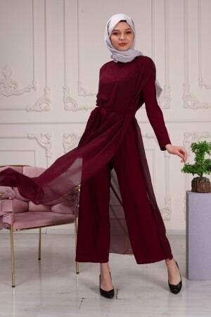 Langes Jumpsuit-Kleid für Damen aus Chiffon mit Reisegürtel 3003 - 1