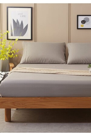 Lastikli Pamuk Penye Çarşaf Gri 180x200 Littlekingsize - Moda Home