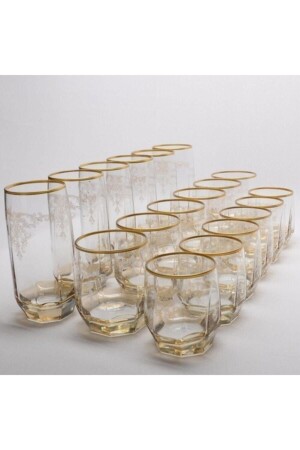 Lav 18-teiliges Wasserglas-Set (VERGOLDET-LUSTERED-DECORATED) P5S1488 - Trend Mutfaklar