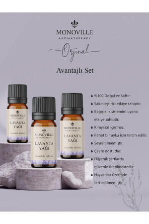Lavanta Uçucu Yağı 3'lü Set %100 Saf Ve Doğal ( Lavender Essential Oil) 3x10 ml MonovilleSetNo20 - 2