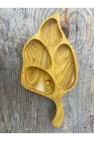 Leaf Frühstücksteller aus Holz mit 4 Fächern, Snackschale, Präsentationsschale. Maulbeerbaum 35x18 cm OKAY-CS001 - 1'OKAY design
