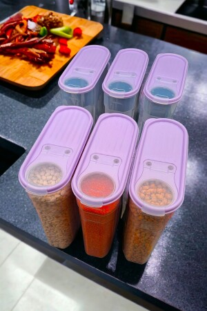 Lebensmittel-Hülsenfrüchte-Aufbewahrungsbehälter, Speisekammerbox, 6er-Set, luxuriöse, stilvolle Box, 12 Stück, Lila rt147iş - SWENCRAFT