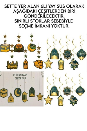 Led Işık Hoşgeldin Ramazan Gold Banner Yazı Iyi Bayramlar 6'lı Tavan Süs Ramazan Oda Süsleme Seti - 3