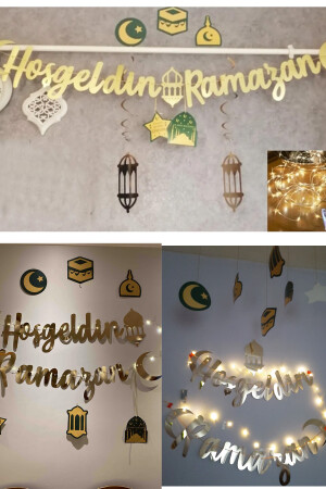 Led Işıklı Hoşgeldin Ramazan Yazısı Ramazan Bayramı Tavan Süsü 11 Ayın Sultanı Dini Süsleme HDRMSETKP31 - 1