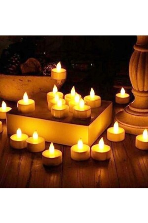 Ledli Mum Tealight Işıklı Dumansız Alevli Sarı Led Mum Pilli 6 Adet Pil Dahil - Agh Değerli Hediyeler