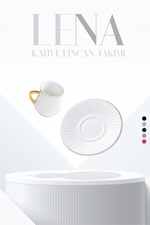 Lena Gold Yaldız Renkli 6 Kişilik Porselen Kahve Fincanı Takımı SYT-011707/12 - 7