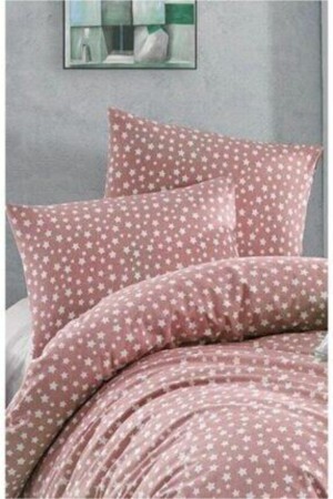 Life Einzelbettbezug-Set aus Baumwolle, Lachsfarben, Sternchen - Üntaş