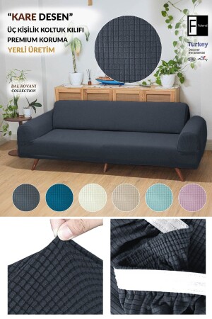 Likrali Esnek 3 Kişilik Antrasit Lastikli Kanepe Örtüsü Lastikli Koltuk Örtüsü   koltuk kılıfı - Faiend