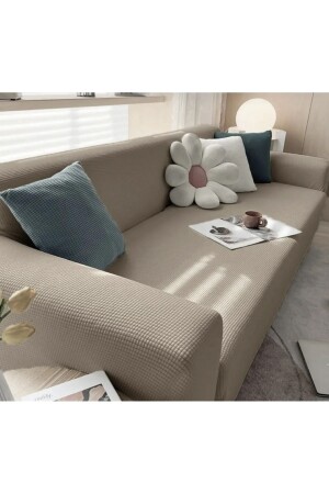 Likrali Streç Lastikli Esnek Kare Desen Üç Kişilik Kotuk Örtüsü Koltuk Kılıfı Ev Tekstili - Uzhanem