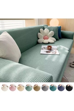 Likrali Streç Lastikli Esnek Yikanabilir Kare Desen Üç Kişilik Kotuk Örtüsü Koltuk Kılıfı - Uzhanem