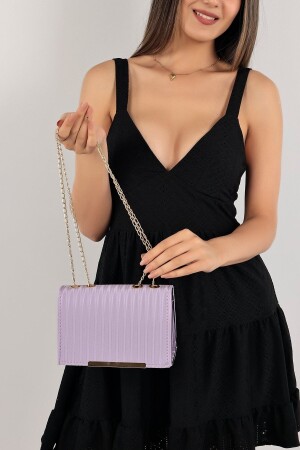 Lila Abiye Çanta, Saten Görünüm Gold Klipsli El Çantası, Okizero Zincir Askılı Kadın Gece Çantası 16211209135 - Elentra