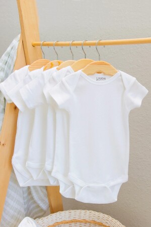 Lilabio %100 Organik Pamuk 5li Beyaz Kısa Kollu Bebek Body - Lilabio