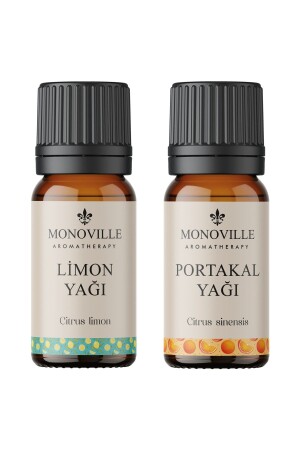 Limon Yağı 10 Ml- Portakal Yağı 10 ml 2'li Set %100 Saf Ve Doğal ( Lemon And Orange Oil ) 2x10 ml - Monoville
