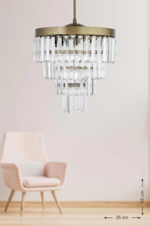 Linsa 35 Cm'lik Kristal Cam Taşlı Lüks Avize - (ESKİTME RENK) PY-200-35E - Avizemoda