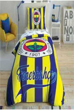 Lisanslı Tek Kişilik Çarşafı Lastikli Fenerbahçe Çubuklu Nevresim Takımı TAÇ - 2