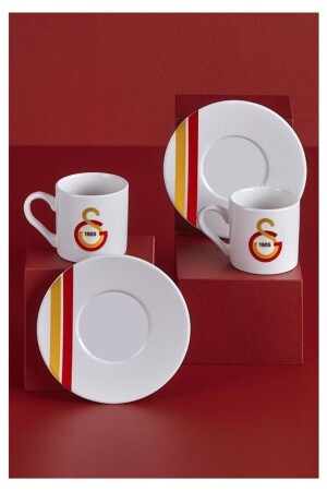 LIZENZIERTES GALATASARAY-PORZELLAN-TÜRKISCHES KAFFEEBECHER-SET FÜR 2 GS01 - Galatasaray