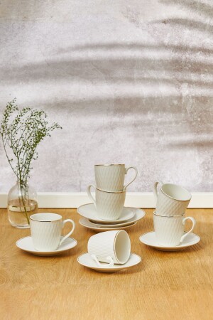 Lora 6 Kişilik Kahve Fincan Takımı 90 ml - Emsan