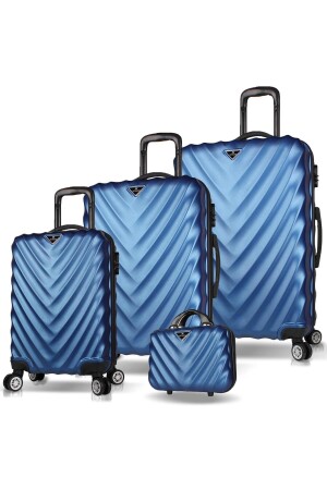 Lotus Abs Kabin Orta Büyük Ve Makyaj Boy Lacivert 4'lü Travel Valiz Seti MV7231 - My Valice