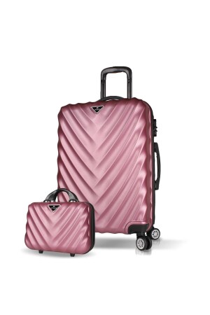 Lotus Abs Orta Ve Makyaj Boy Rose 2'li Valiz Seti - My Valice