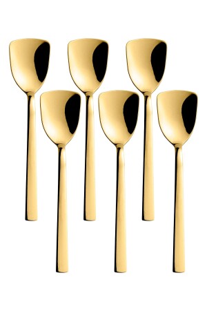 Lüks Gold Renk Paslanmaz Çelik, Kutulu, 6'lı Dondurma Kaşığı Ve Tatlı Kaşığı Gold 6lı Dondurma Kaşığı Tatlı Kaşığı - Kitchen Design Lab