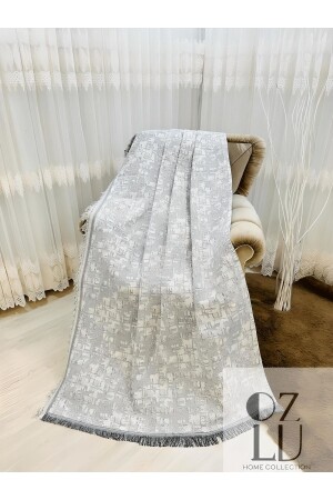 Lüks Pamuklu Koltuk-çekyat Örtüsü 170x220 Gri Kaydırmaz Koltuk Şalı - Özlü Home