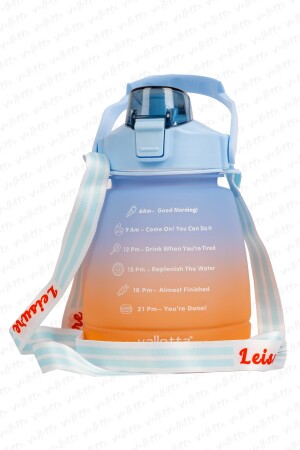 Lusca BPA İçermez Motivasyonel Su Matarası 1,3 LT Mavi-Turuncu Su Matarası,Su Şişesi,Suluk SWB-003 - 2