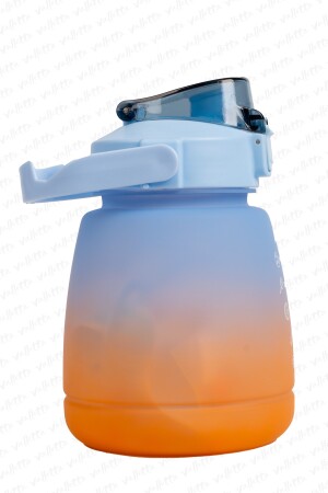 Lusca BPA İçermez Motivasyonel Su Matarası 1,3 LT Mavi-Turuncu Su Matarası,Su Şişesi,Suluk SWB-003 - 4