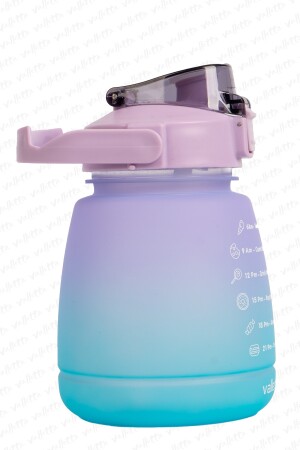 Lusca BPA İçermez Motivasyonel Su Matarası 1,3 LT Mor-Yeşil Su Matarası,Su Şişesi,Suluk SWB-003 - 3