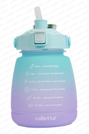 Lusca BPA İçermez Motivasyonel Su Matarası 1,3 LT Yeşil-Mor Su Matarası,Su Şişesi,Suluk SWB-003 - 2