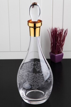 Lüx Altın Yaldızlı Desenli Cam Karaf-gold 1200cc OEA2003 - WuuQ