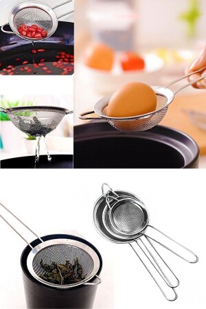 Lüx Paslanmaz Metal 3 Boy Çay& Bitki Süzgeci Çay-bitki -süt-pudra Şekeri -kakao Süzgeci - Kitchen Beauty