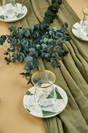 Lüx Seramik Zümrüt Yeşili Mozaik Mermer 18 Parça 6 Kişilik Kahvaltı Takımı, Pasta Seti TYCG30TEAN169087121712515 - 2