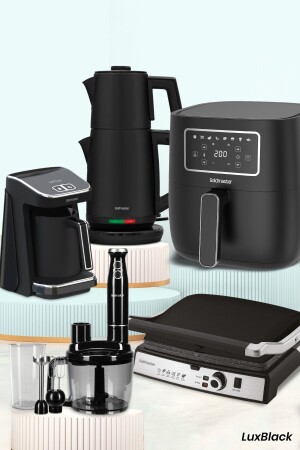 LuxBlack 27-teiliges Airfryer Heißluftfritteuse, vorteilhaftes elektronisches Hochzeitspaket, Küchen-Mitgift-Set 261949 - GoldMaster