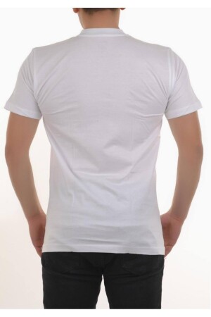 M Weißes Herren-Unterhemd aus gekämmter Baumwolle mit kurzen Ärmeln und V-Ausschnitt für die neue Saison (6-teiliges Sparpaket) S-KM-101195 - 3