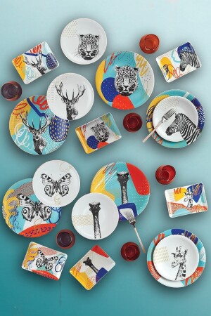 Madagaskar 18 Parça 6 Kişilik Kahvaltı ve İkram Takımı - Kütahya Porselen