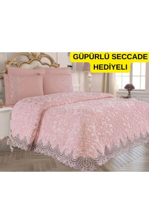 Madam Gold Özel Kutulu Çift Kişilik Fransız Güpürlü Battaniye Seti- Çeyizlik Battaniye Seti - Constrain