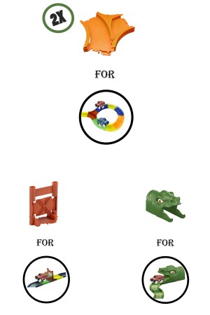 Magic Tracks Aksesuarları 2 Adet Yön Değiştirici Makas- Dinozor Kafa Tünel- Kovboy Kapı - Kayyum Oyuncak