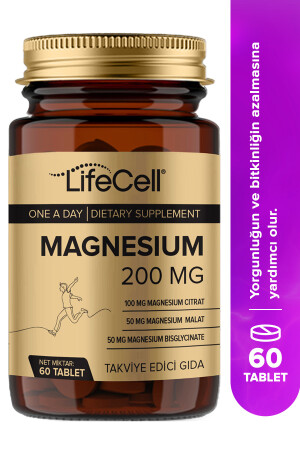 Magnesium 200 Mg (MAGNEZYUM KOMPLEKS BİSGLİSİNAT - MALAT - SİTRAT) Takviye Edici Gıda - 1